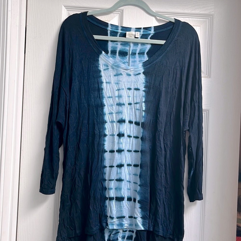 Indigo tie dye long sleeve tee